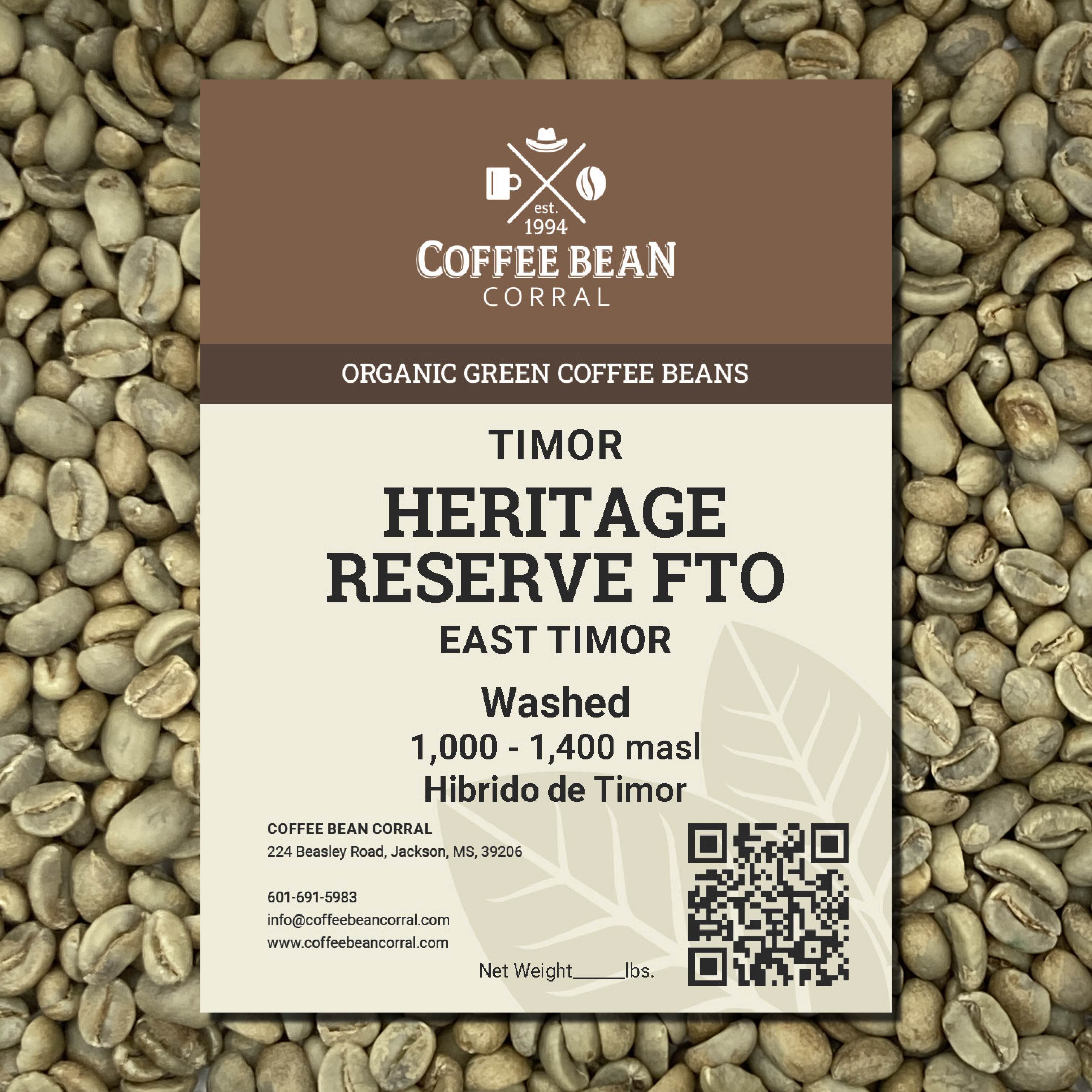 Timor Organic Maubesse FTO Green Coffee Beans Coffee Bean Corral